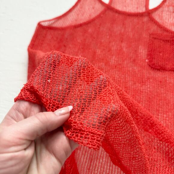 XXI Orange Open Knit Mesh Tank Top, Size Medium - Picture 4 of 6